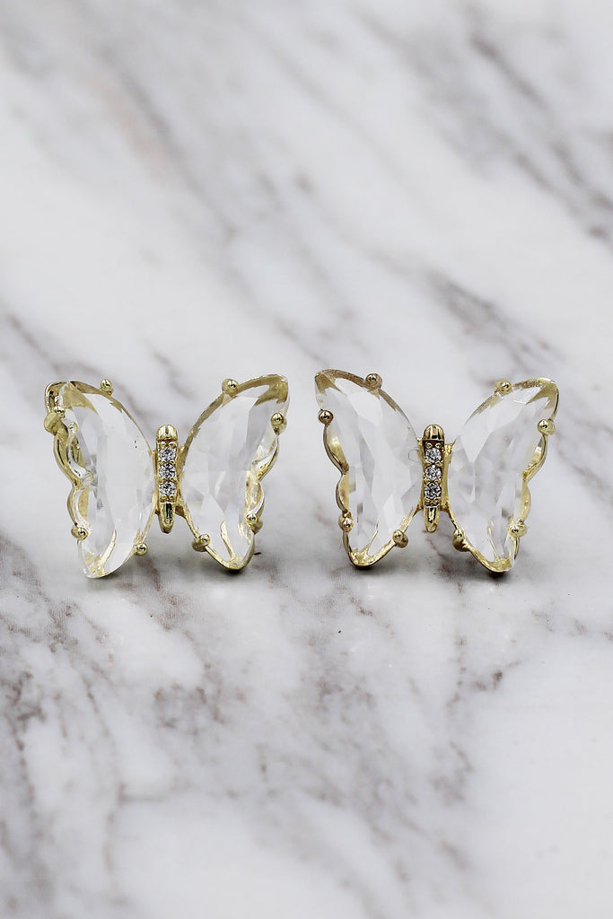 simple colorful crystal butterfly earrings