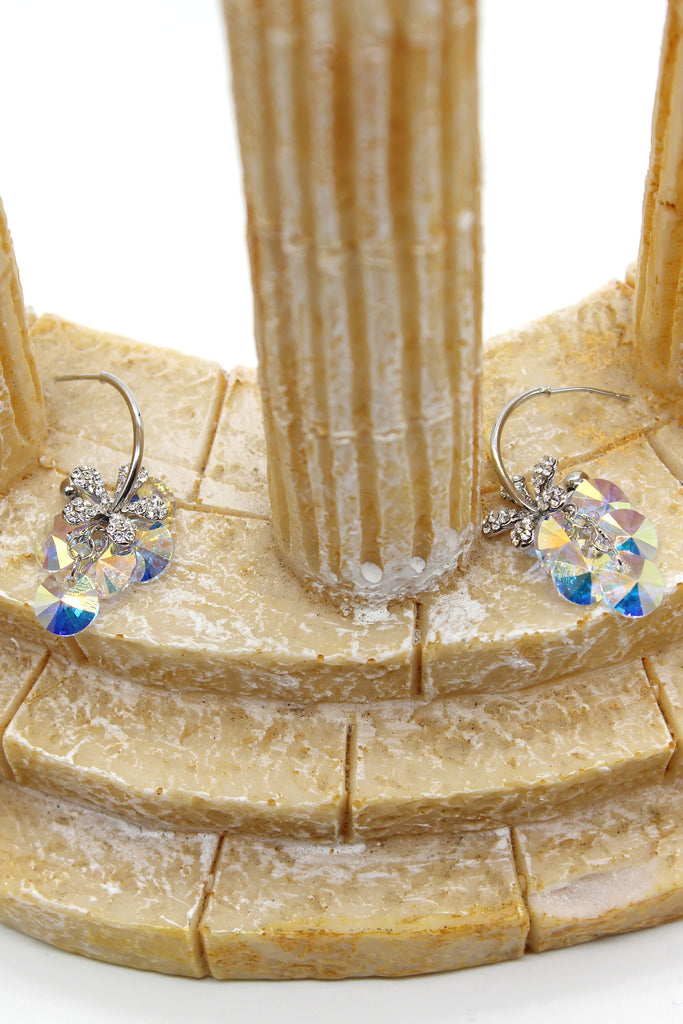 sweety swarovski crystal silver flower earrings