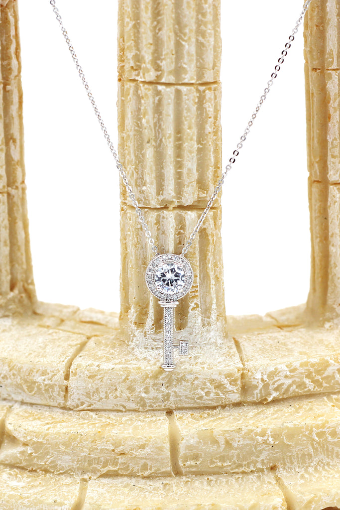 fashion key necklace earrings crystal set