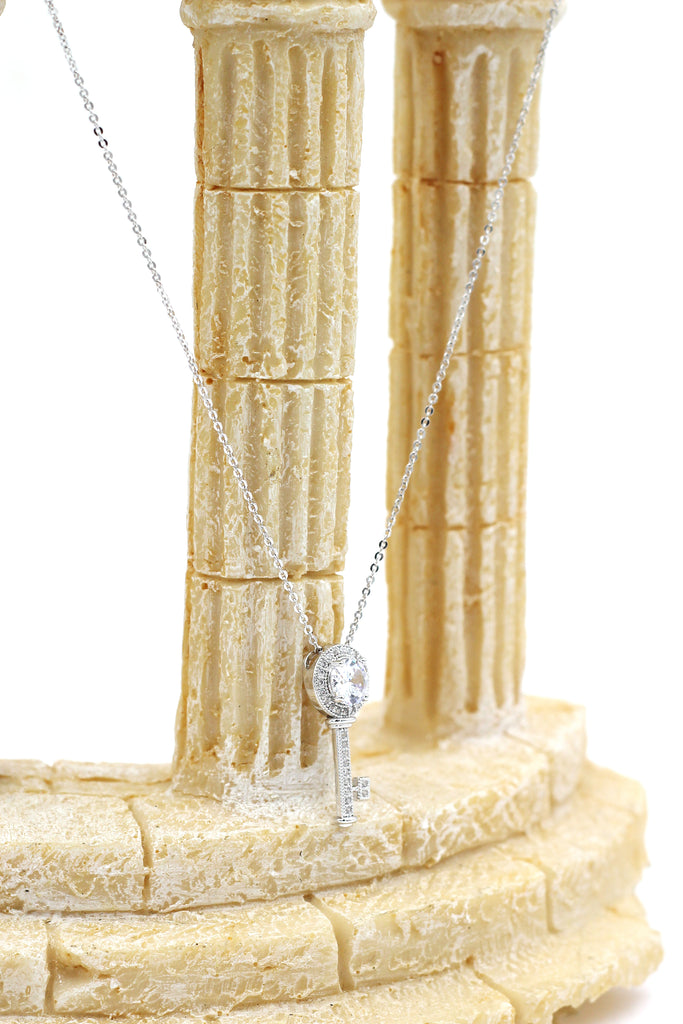 fashion key necklace earrings crystal set