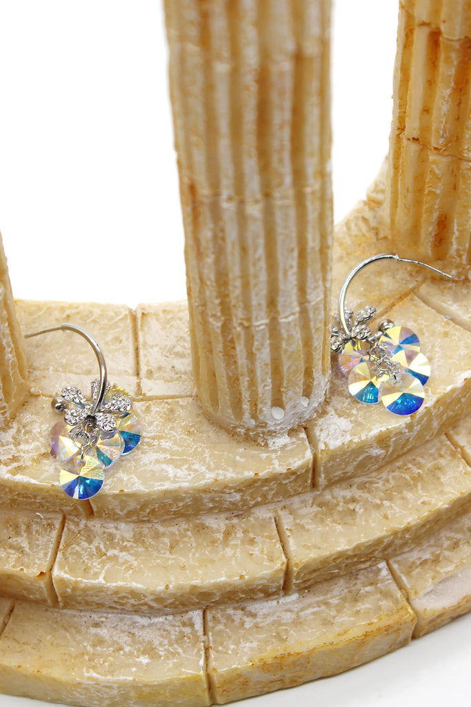 sweety swarovski crystal silver flower earrings