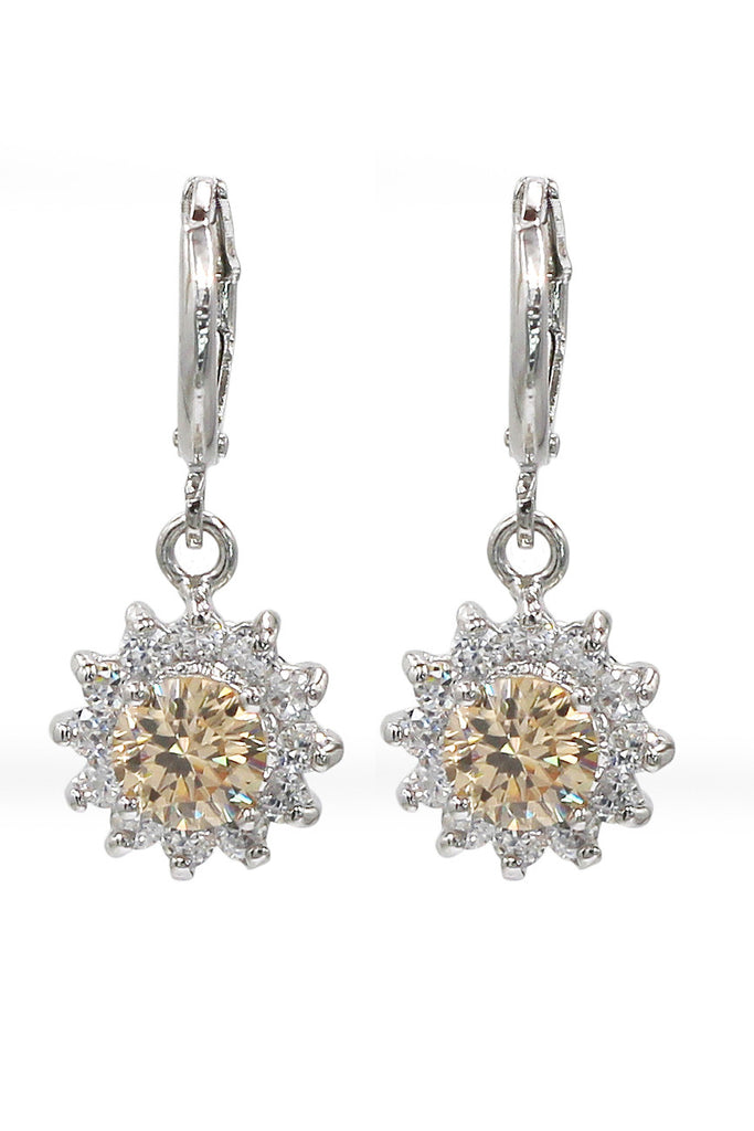lovely pendant color crystal sun silver earrings