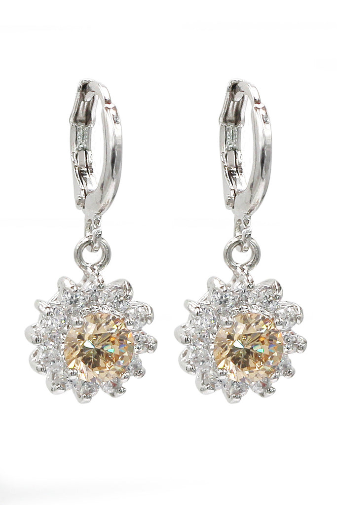 lovely pendant color crystal sun silver earrings