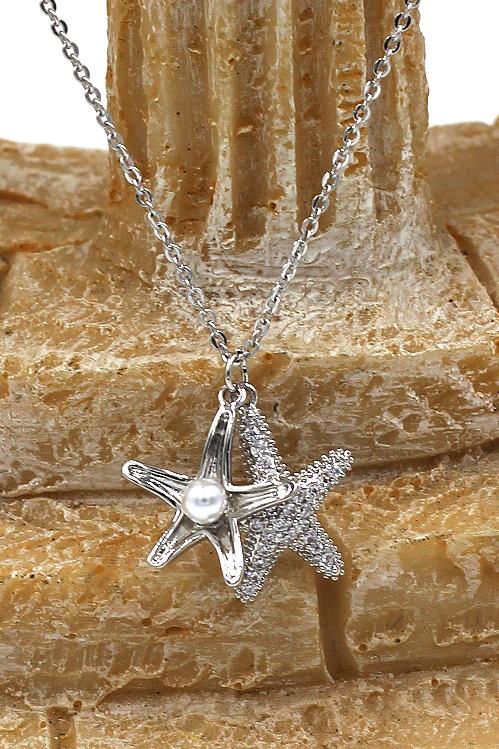 Fashion starfish pearl earrings necklace set