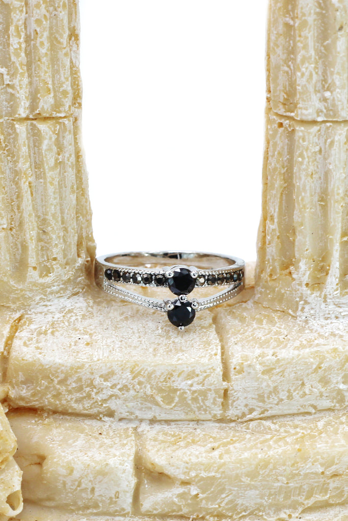 colourful small crystal silver ring