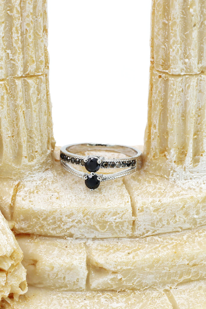 colourful small crystal silver ring