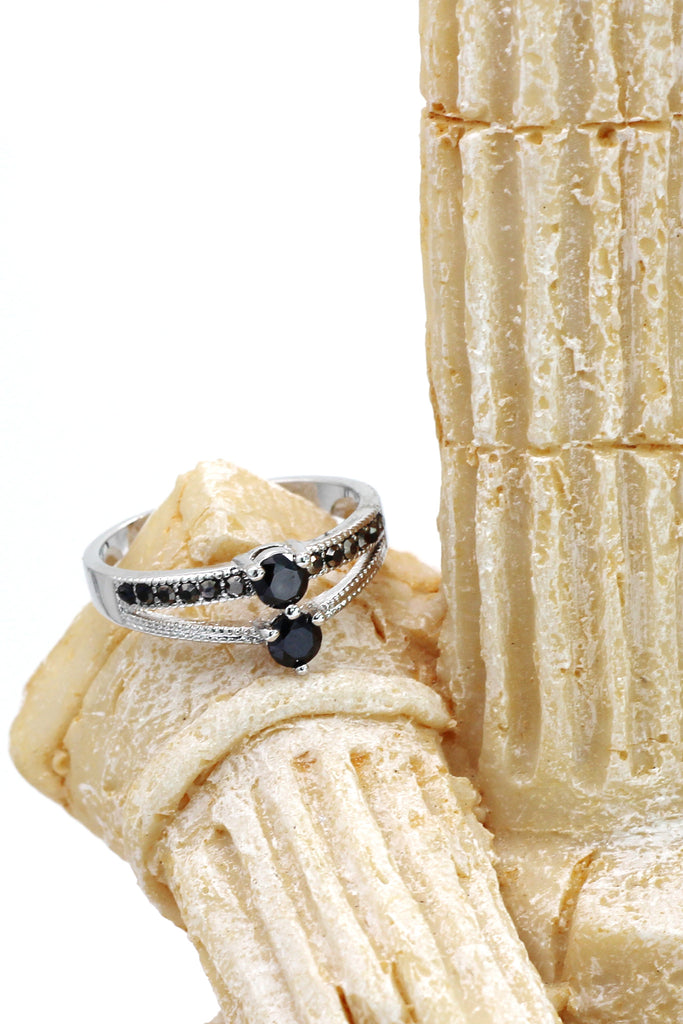 colourful small crystal silver ring