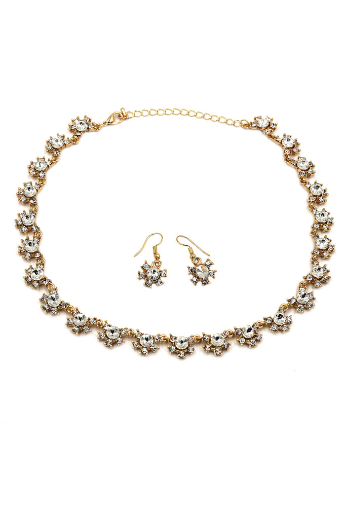 classic crystal necklace earrings set
