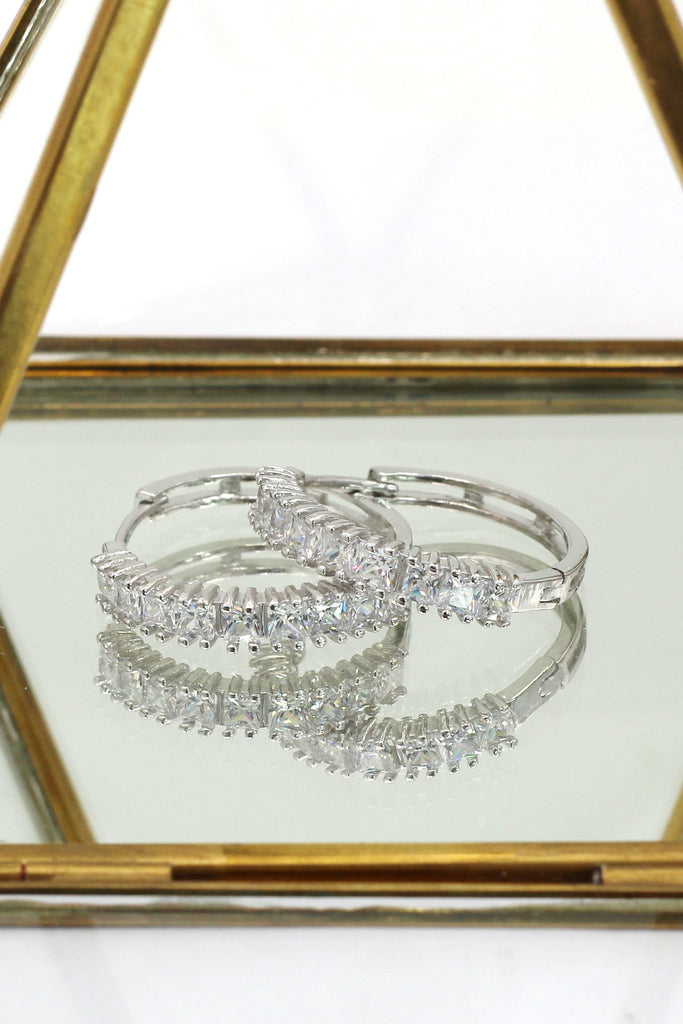 fashion big circle crystal silver earrings