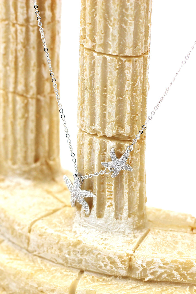 Fashion double starfish crystal necklace set