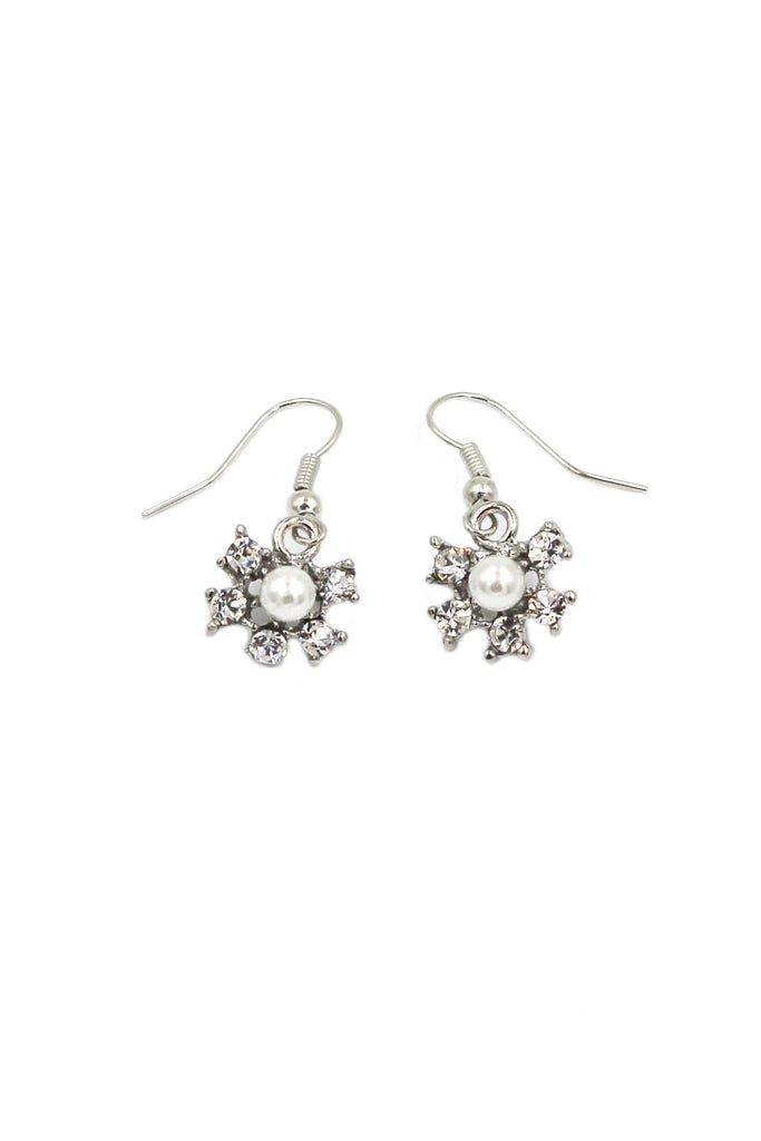 classic crystal and pearl necklace earrings set
