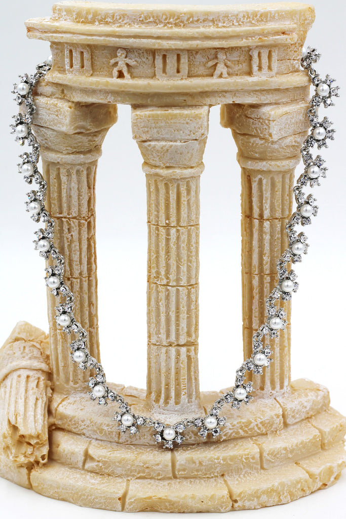 classic crystal and pearl necklace earrings set