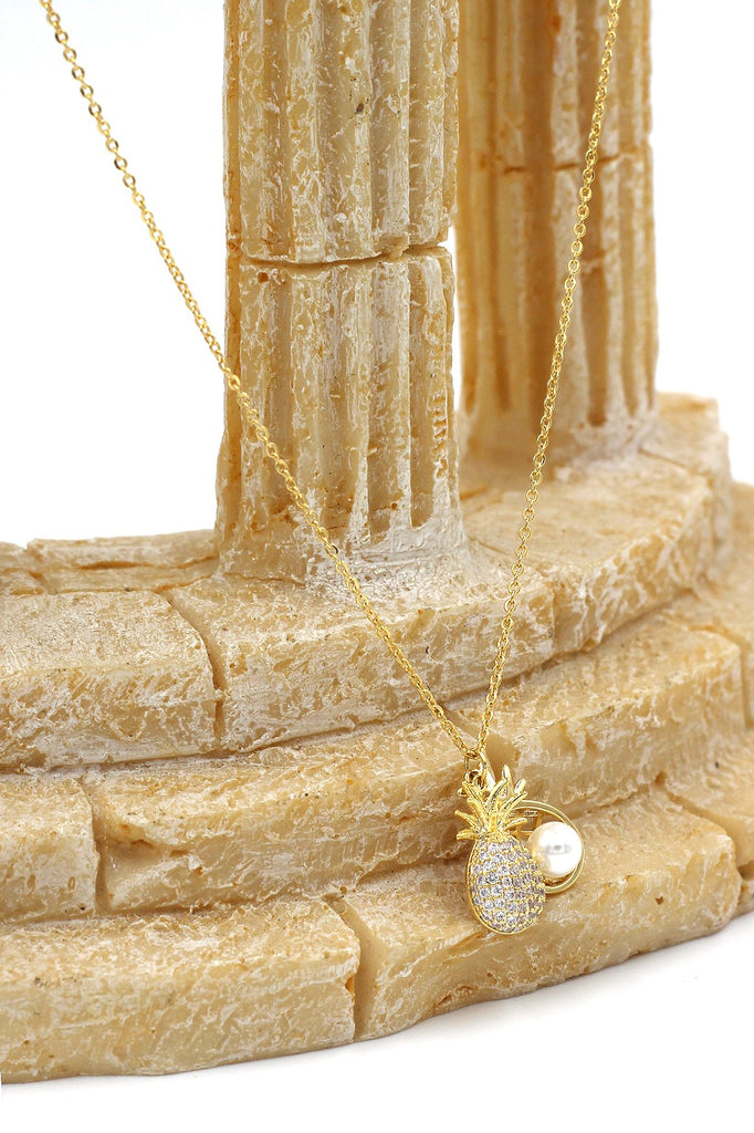 Simple elegant pearl pineapple gold earrings set