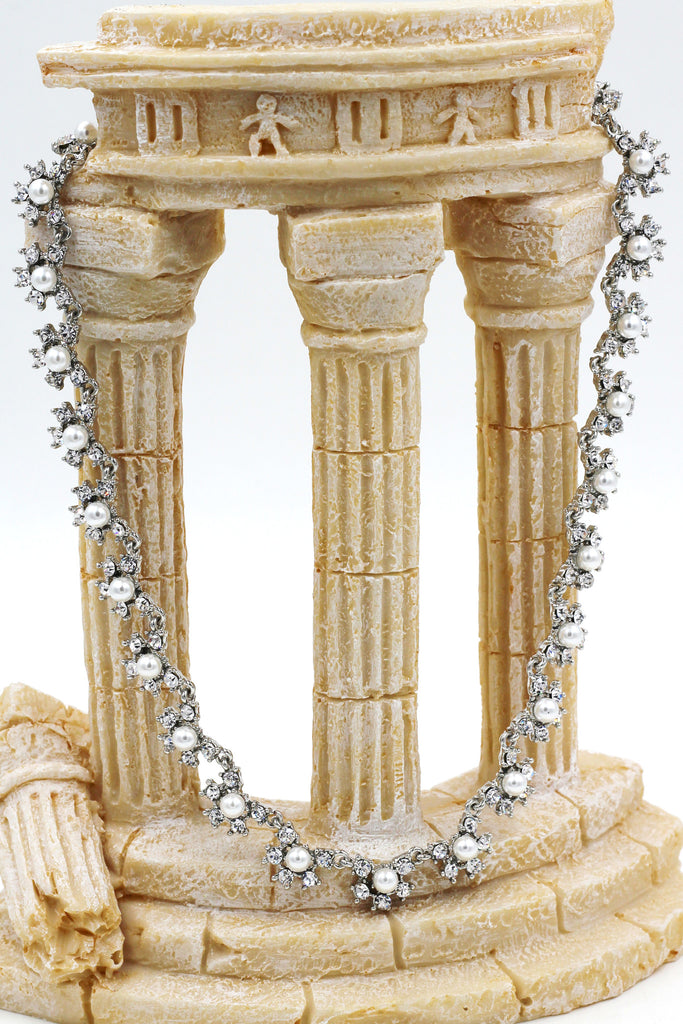 classic crystal and pearl necklace earrings set