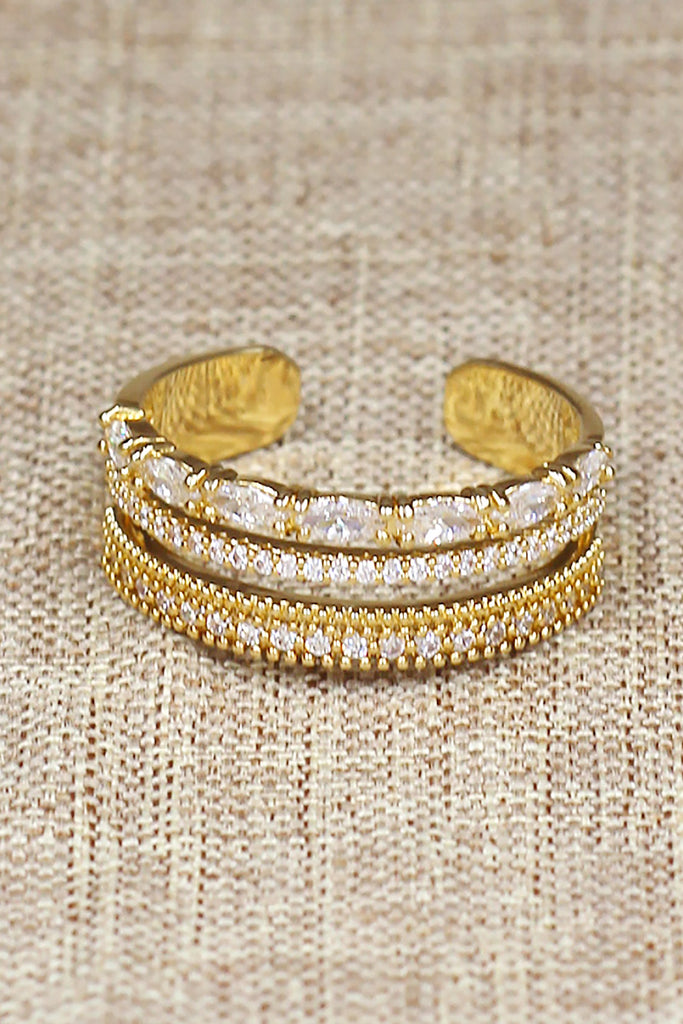 Fashion golden shiny crystal bracelet ring set