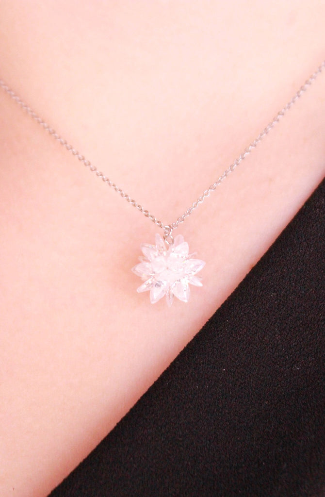 white snowflake crystal necklace