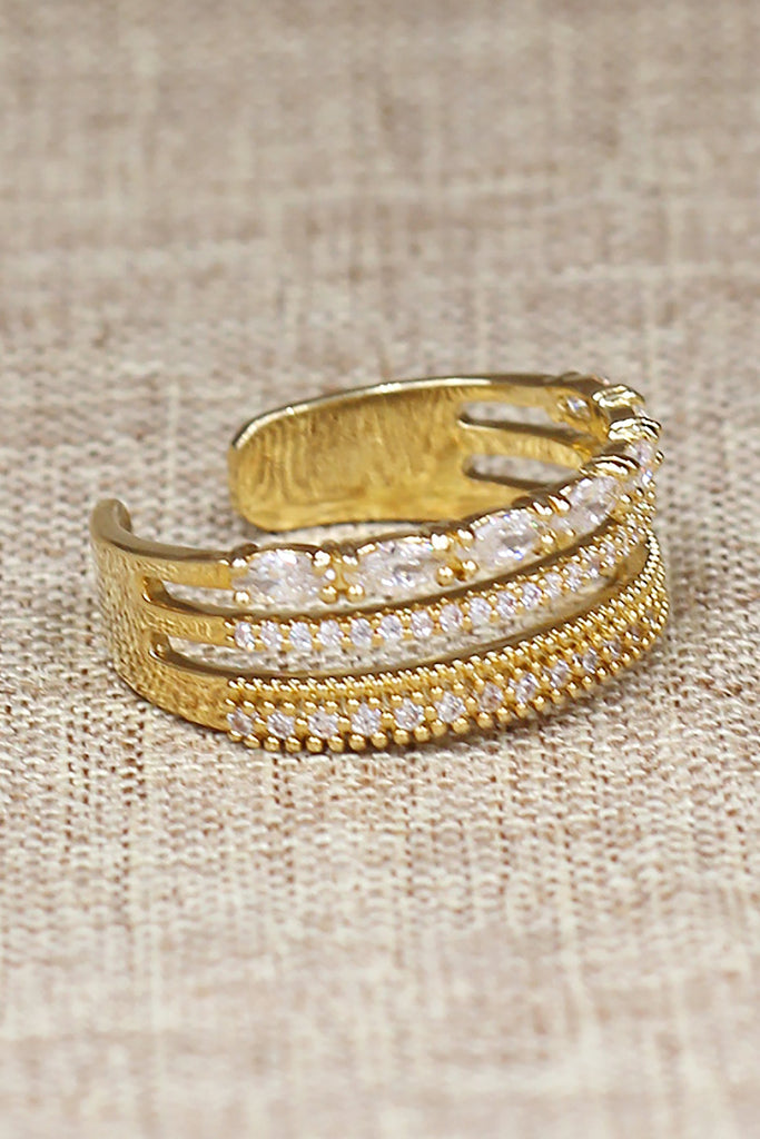 Fashion golden shiny crystal bracelet ring set