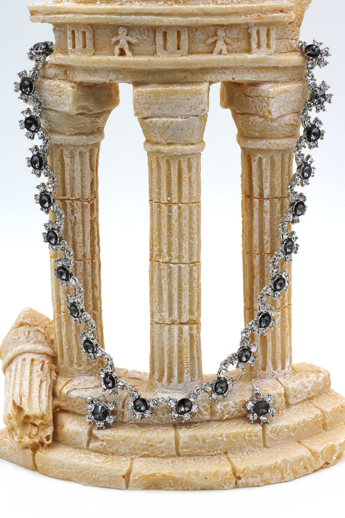 classic crystal necklace earrings set
