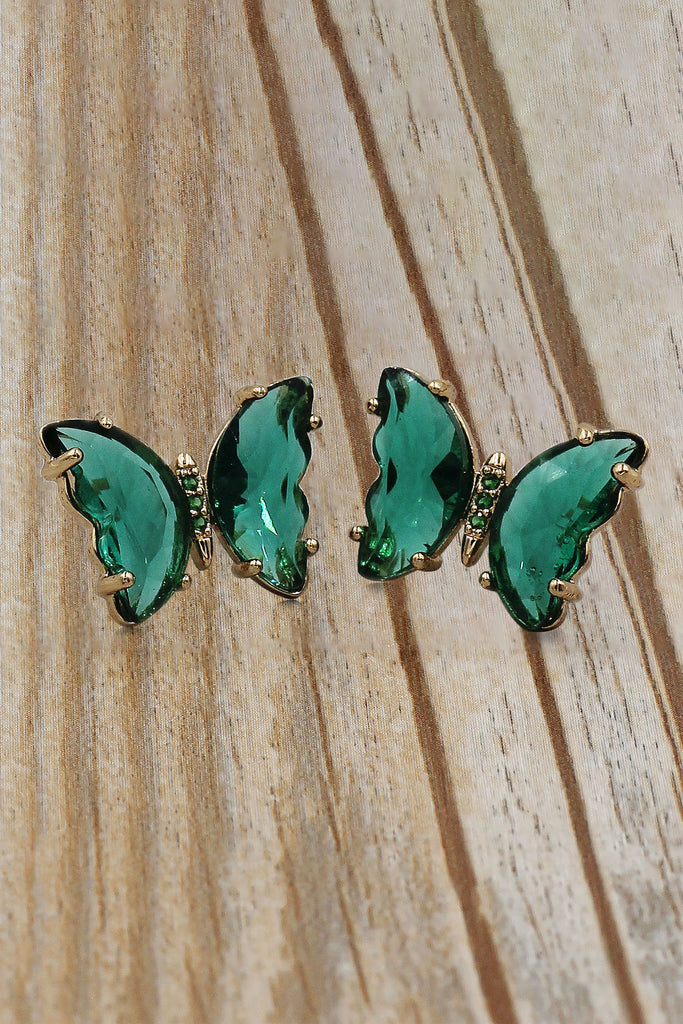 simple colorful crystal butterfly earrings