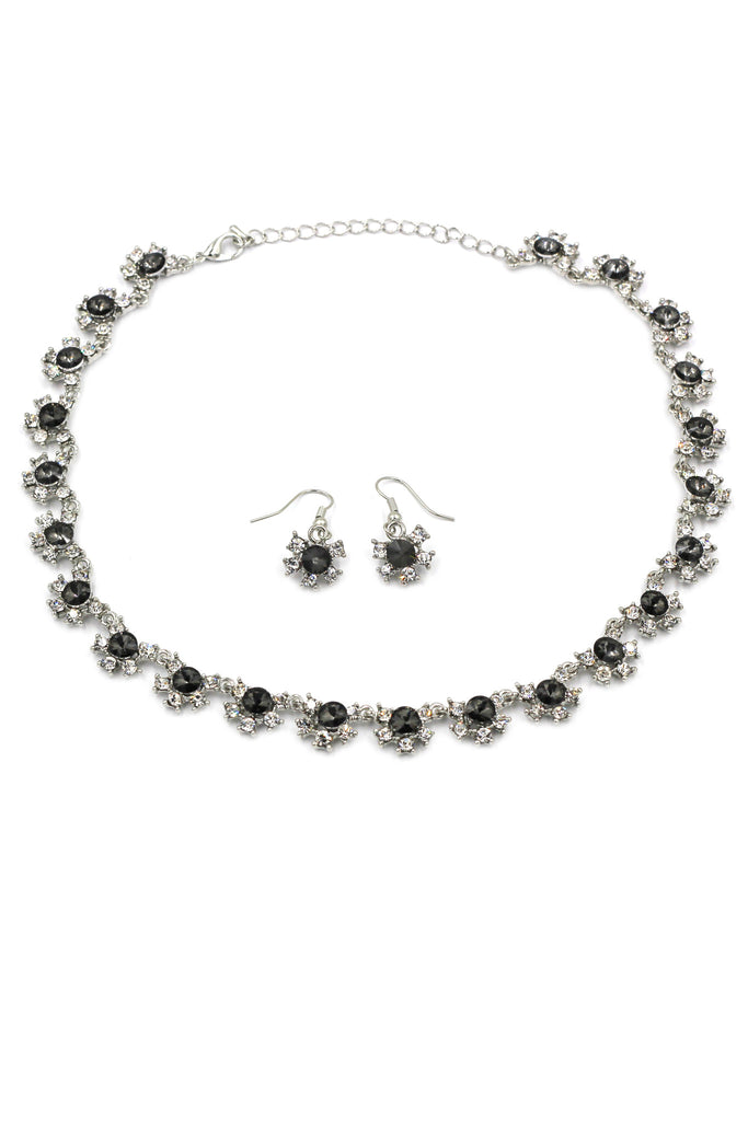 classic crystal necklace earrings set