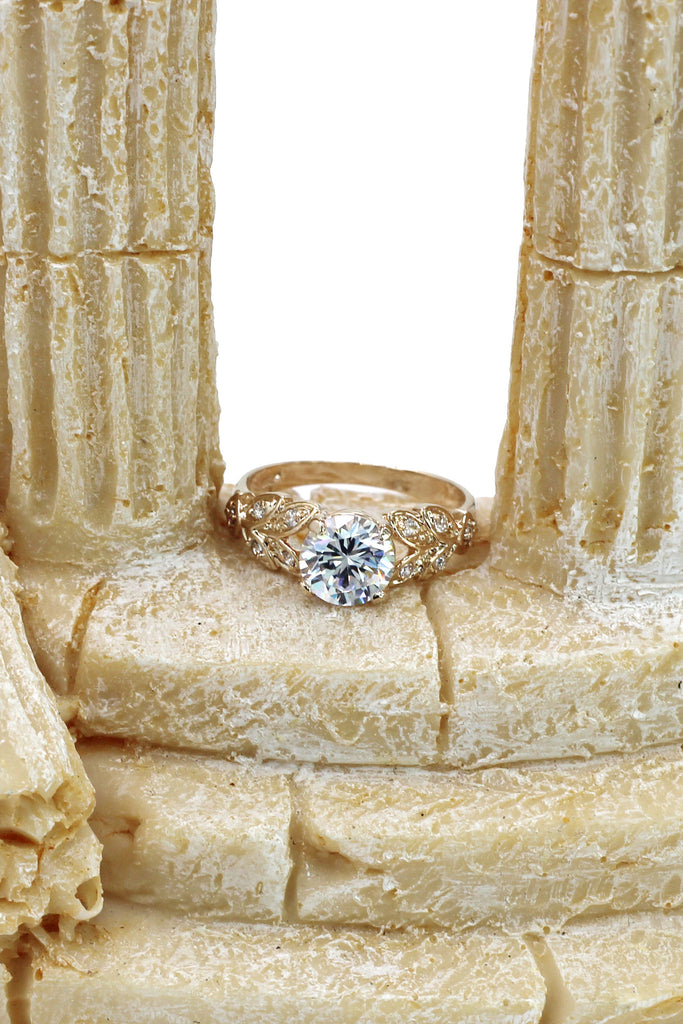 noble leaves crystal ring