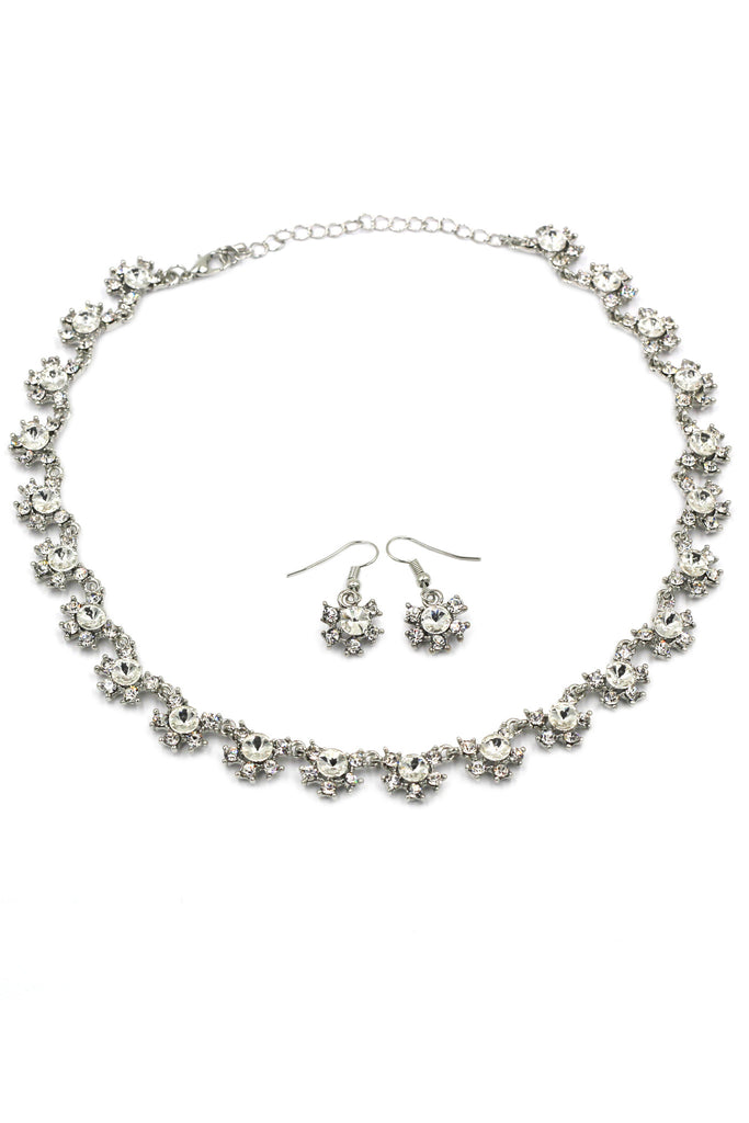 classic crystal necklace earrings set