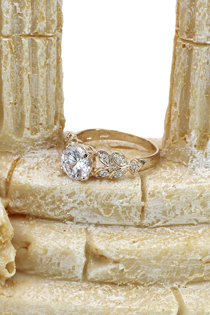 noble leaves crystal ring