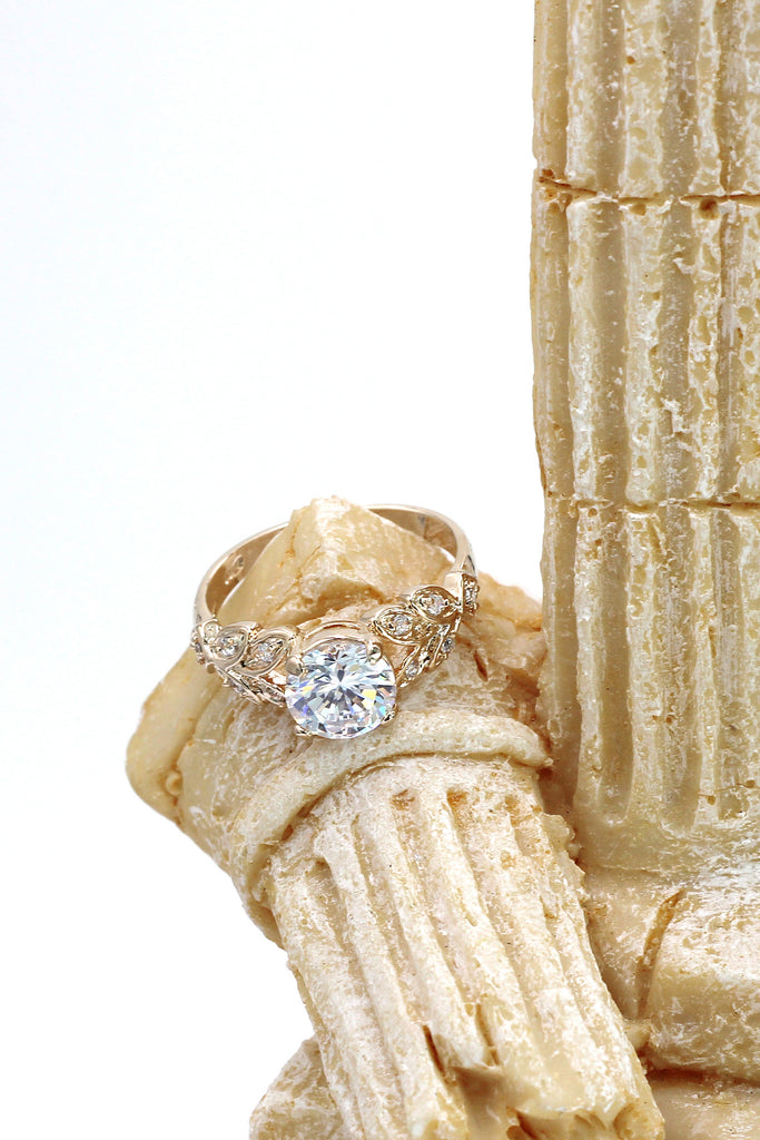 noble leaves crystal ring