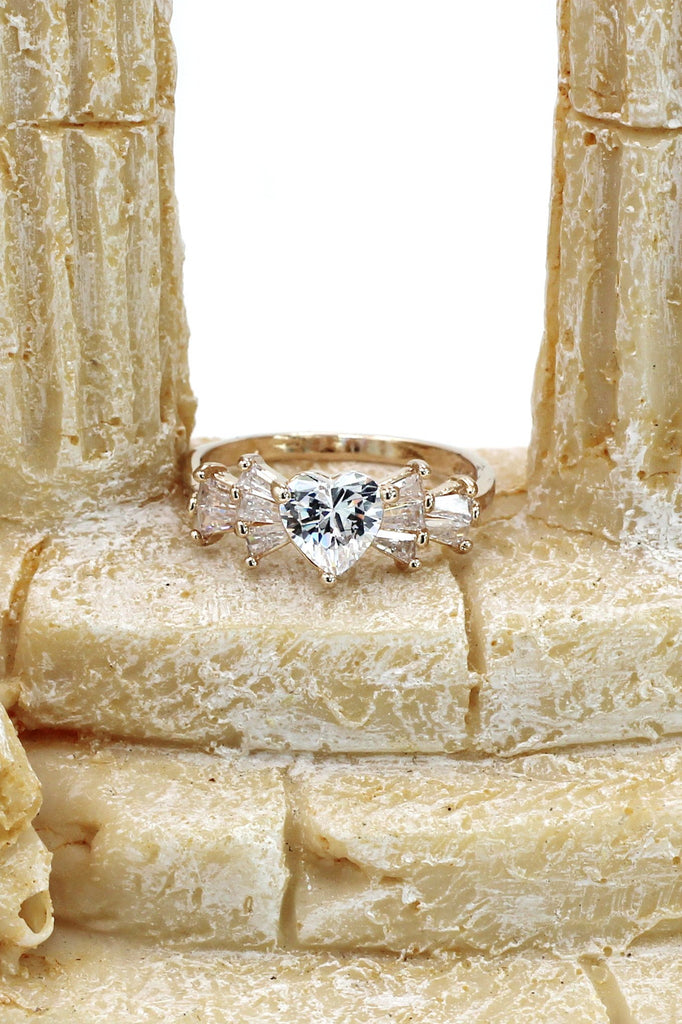 sweet heart crystal ring necklace set