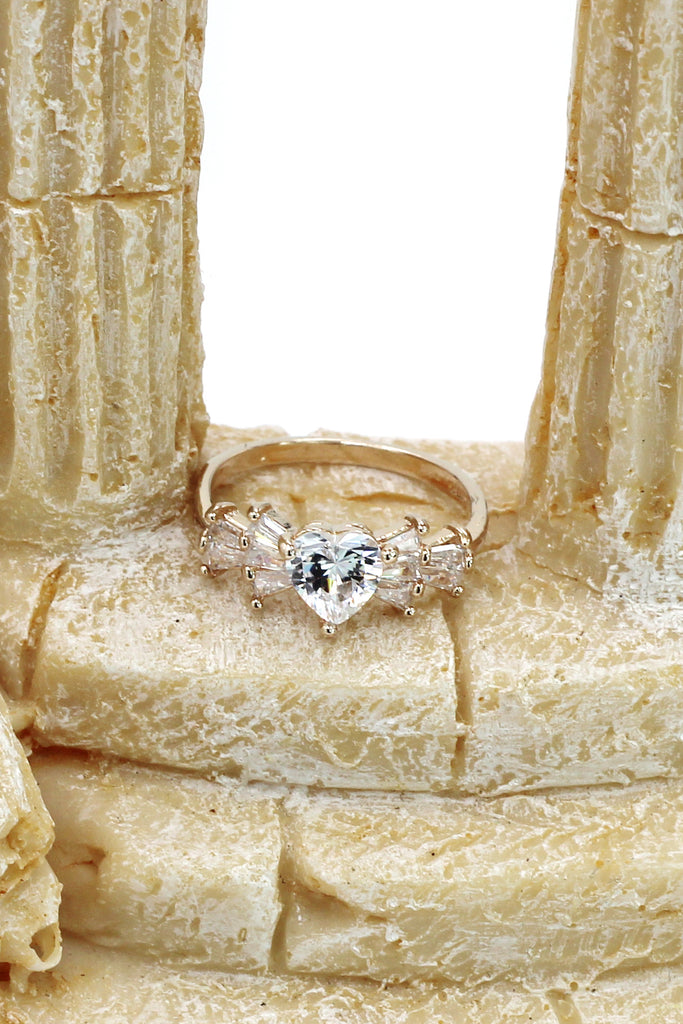 fashion lovely sweet crystal heart ring