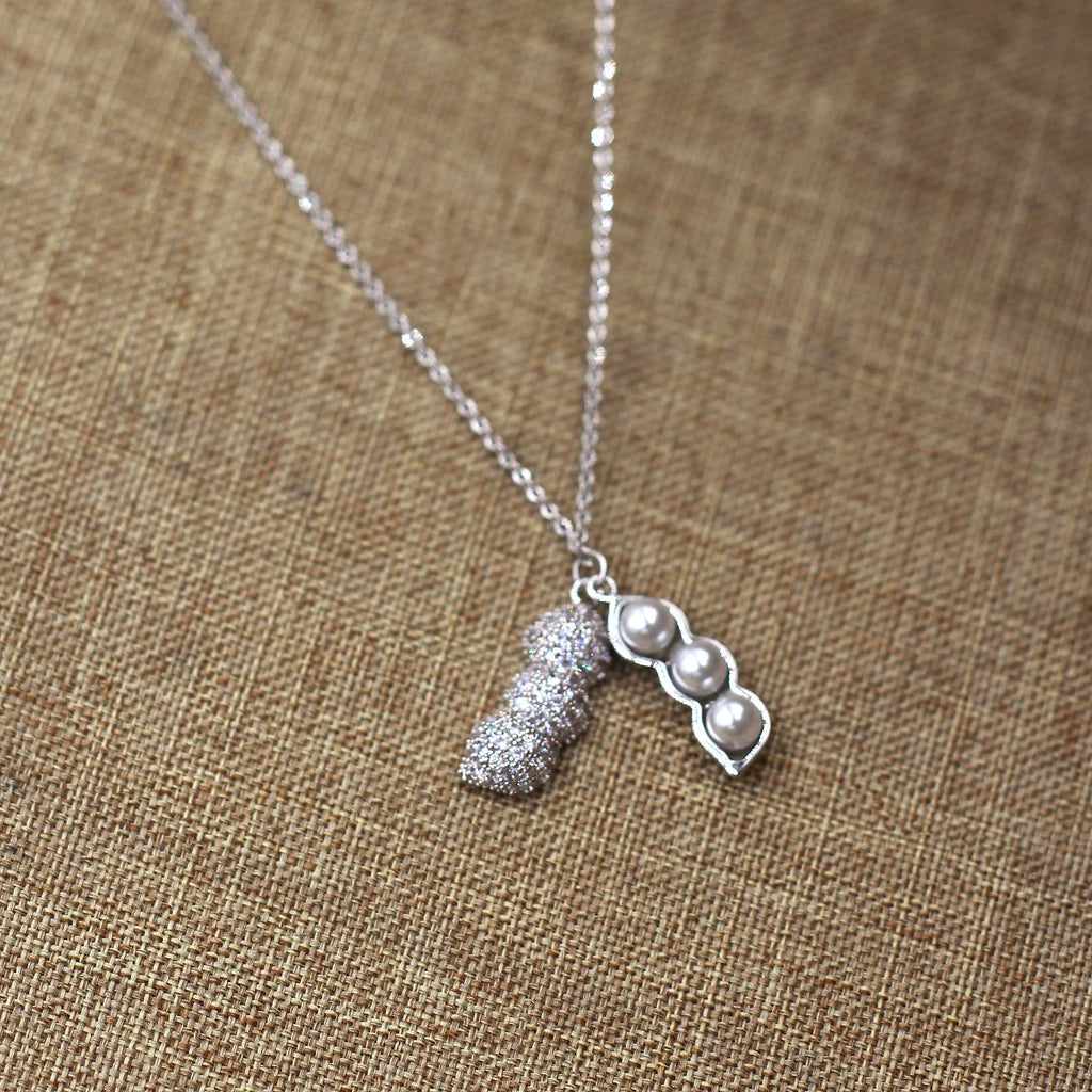 Elegant Pearl Peanut Necklace and Earrings Set