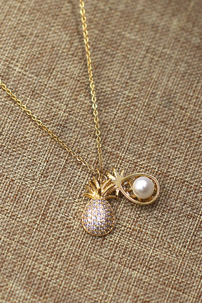 Fashion pineapple butterfly pearl earrings set