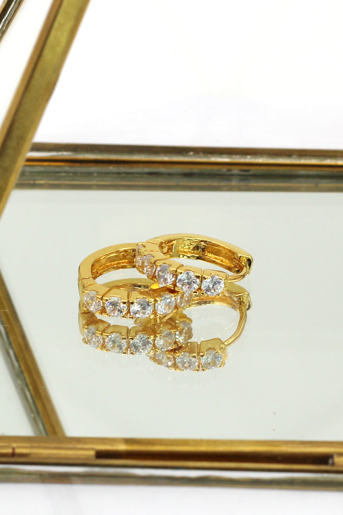 mini crystal golden earrings