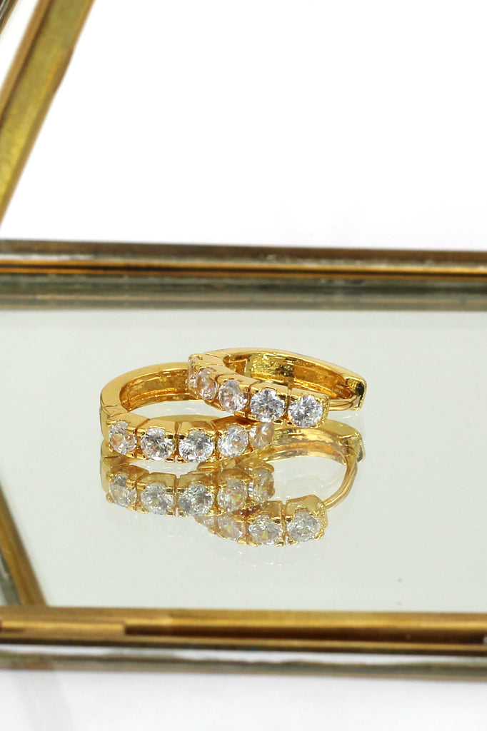mini crystal golden earrings
