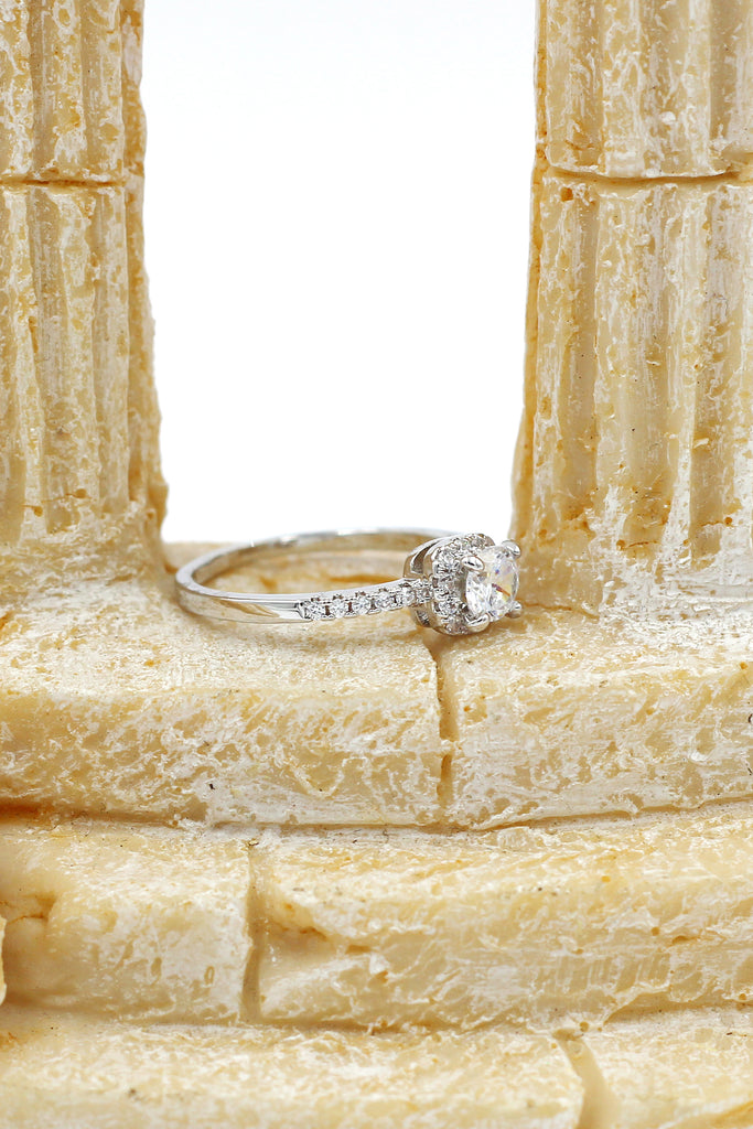 fashion silver square crystal ring