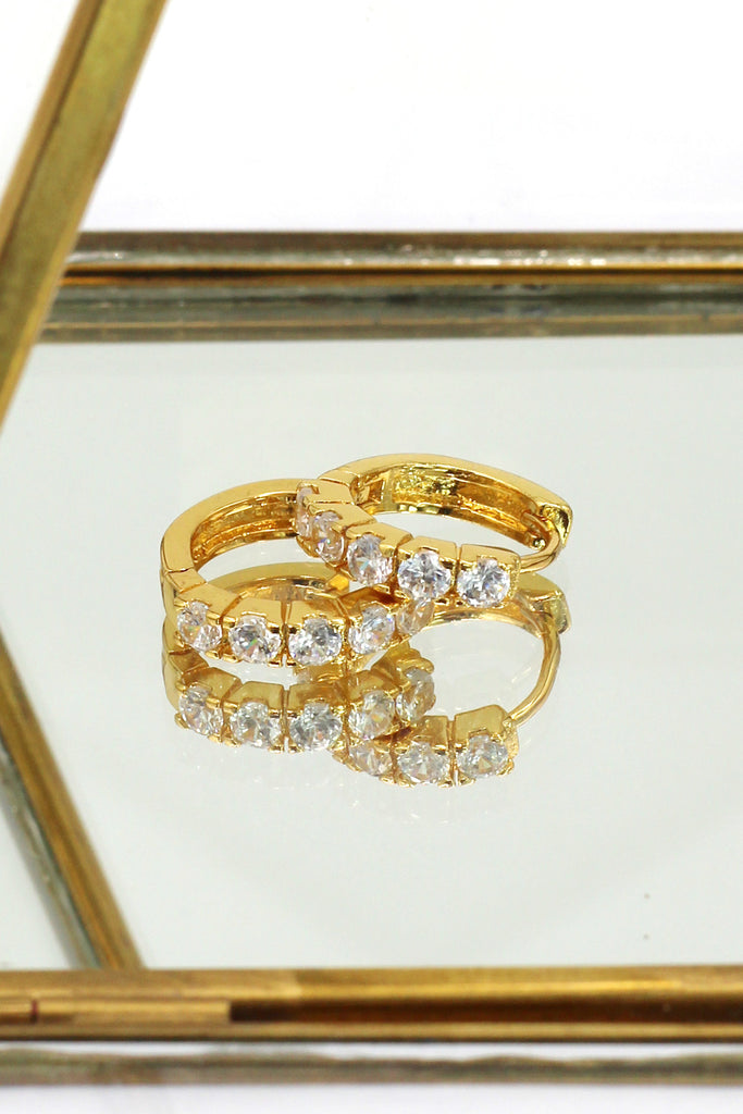 mini crystal golden earrings