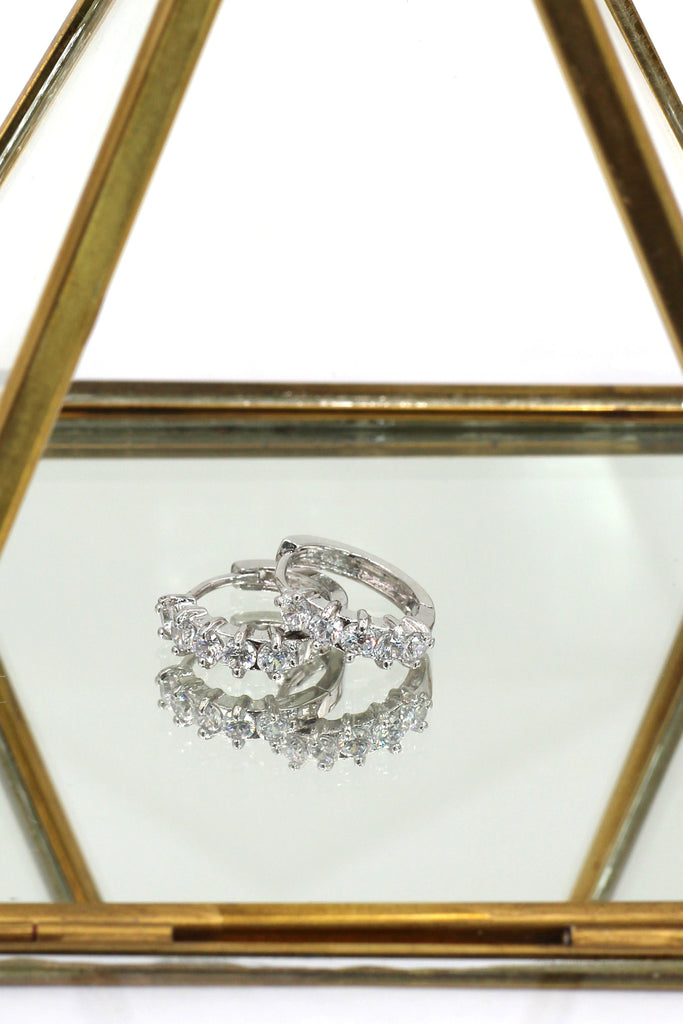 lovely crystal silver circle earrings