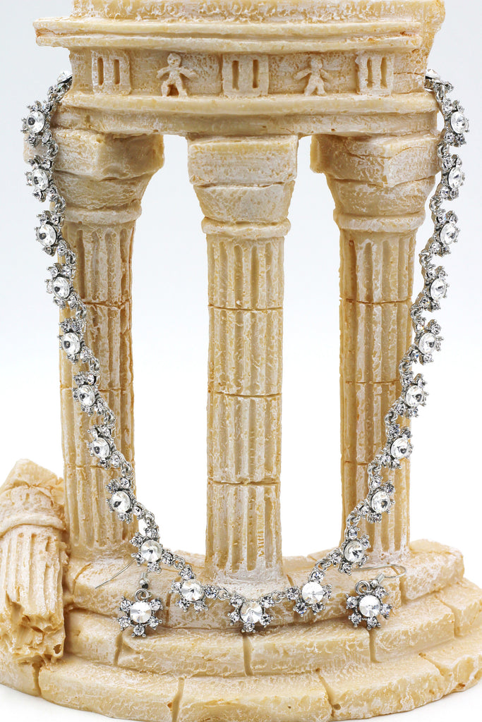 classic crystal necklace earrings set