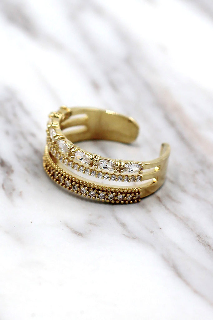 Fashion golden shiny crystal bracelet ring set