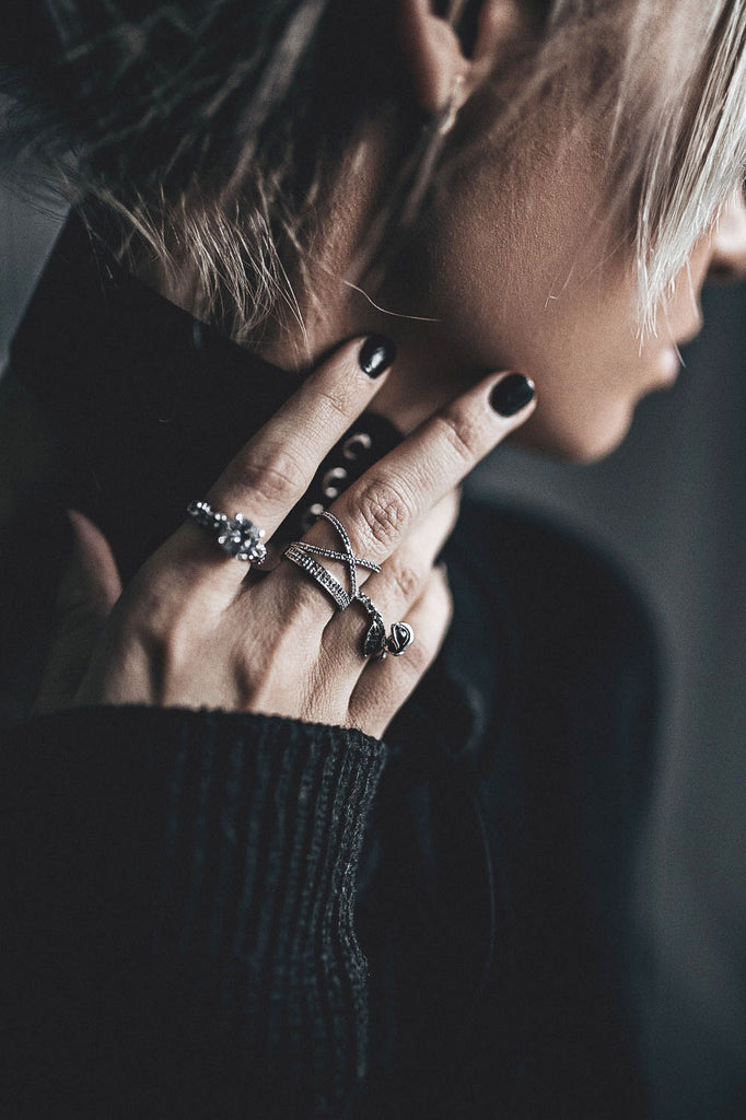 fashion hat crystal rose gold ring