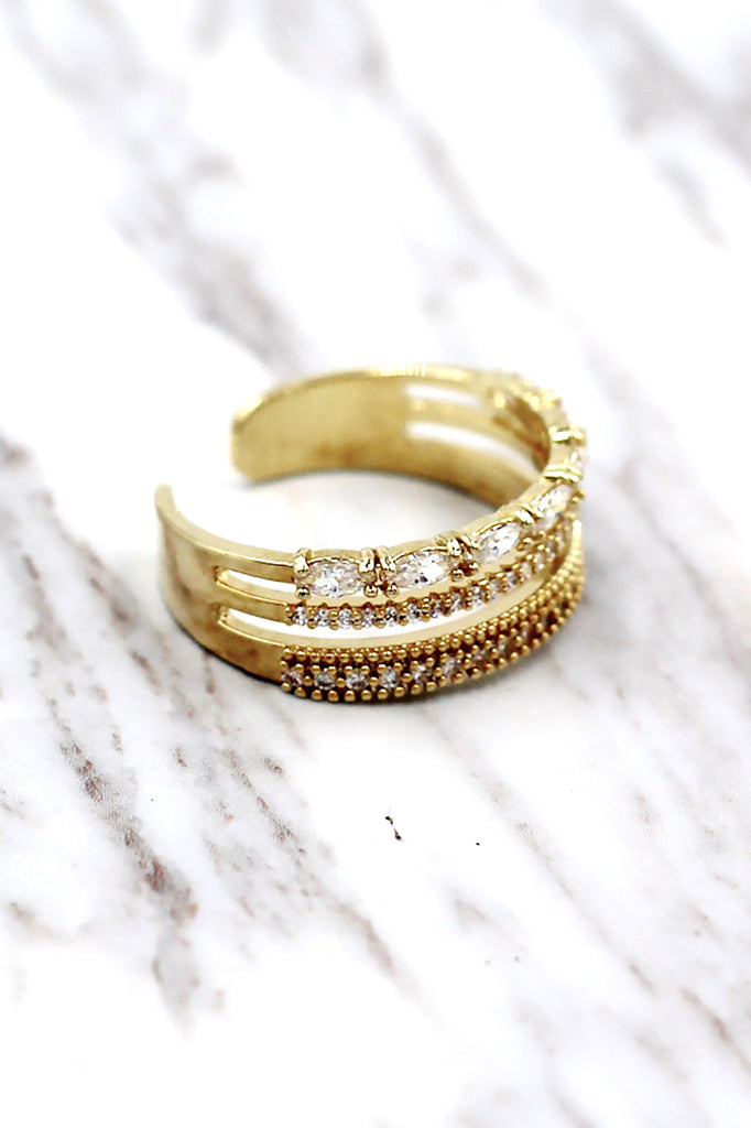 Fashion golden shiny crystal bracelet ring set