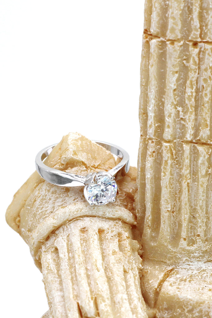 love crystal silver ring