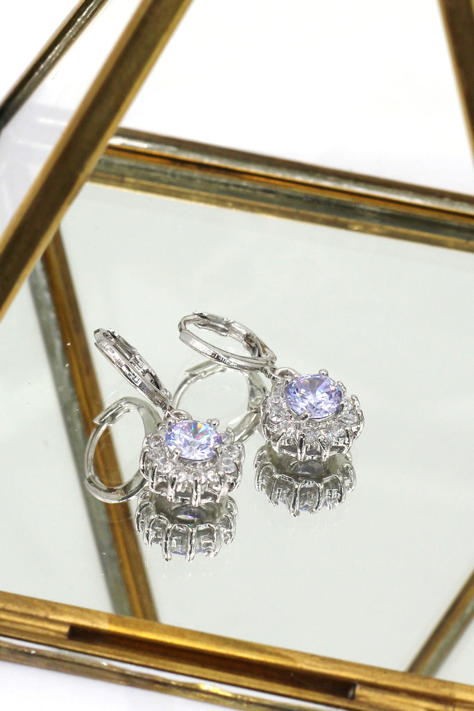 lovely pendant color crystal sun silver earrings