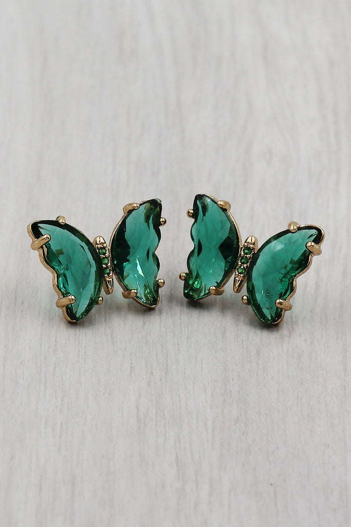 simple colorful crystal butterfly earrings