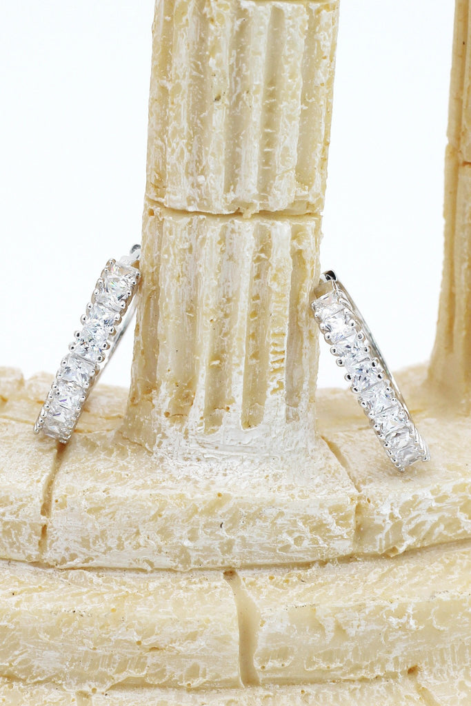 silver lined crystal earrings ring set