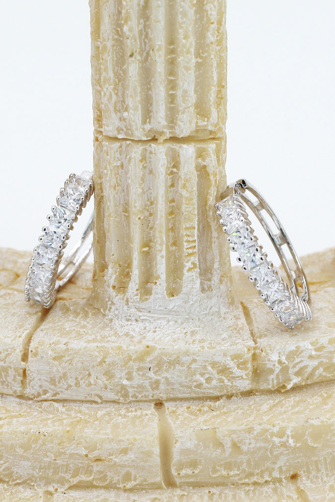 silver lined crystal earrings ring set