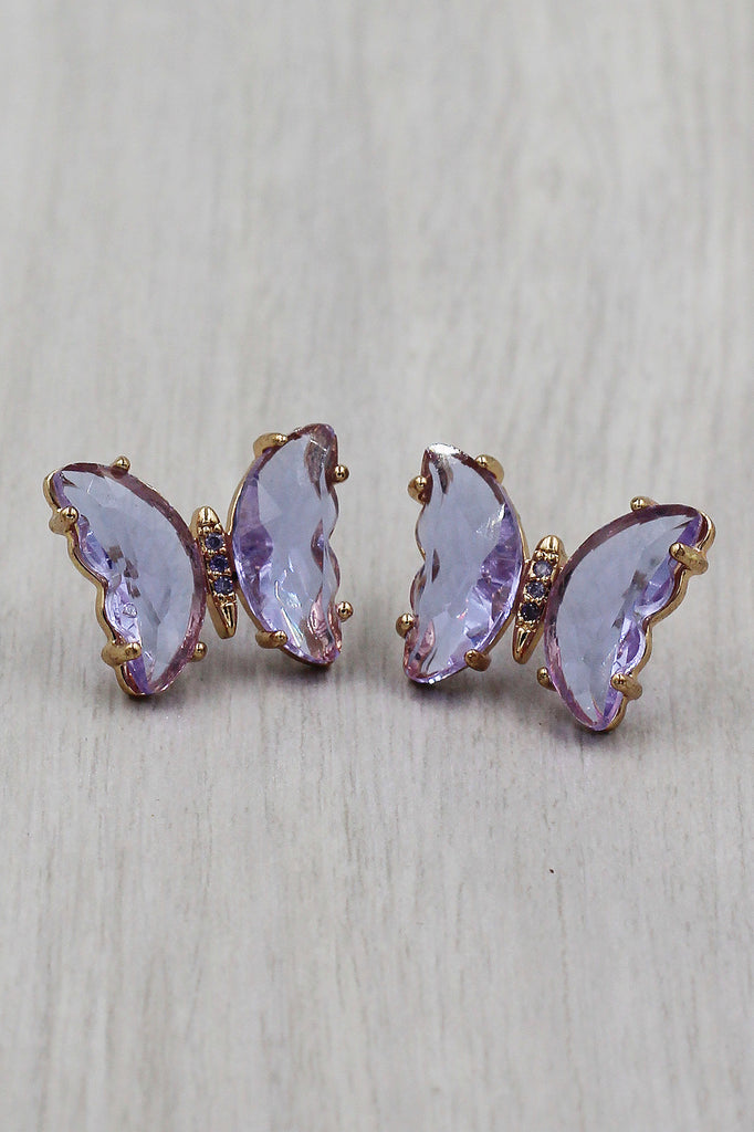 simple colorful crystal butterfly earrings