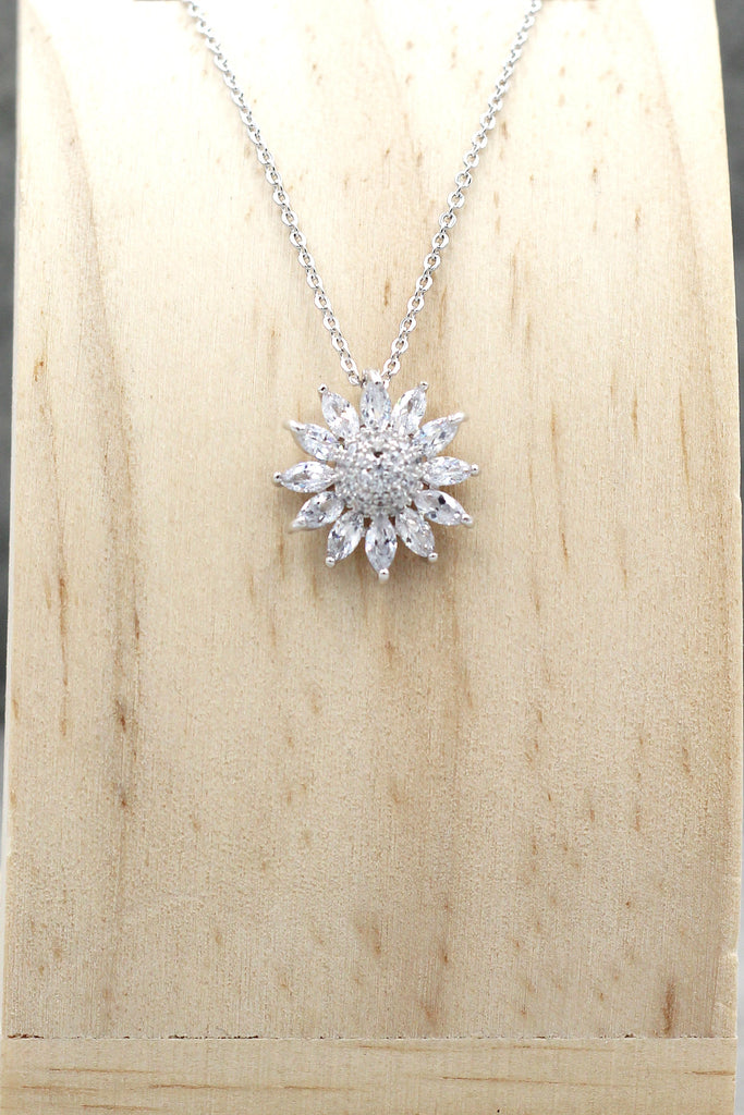 fashion sunflower crystal necklace earrings set