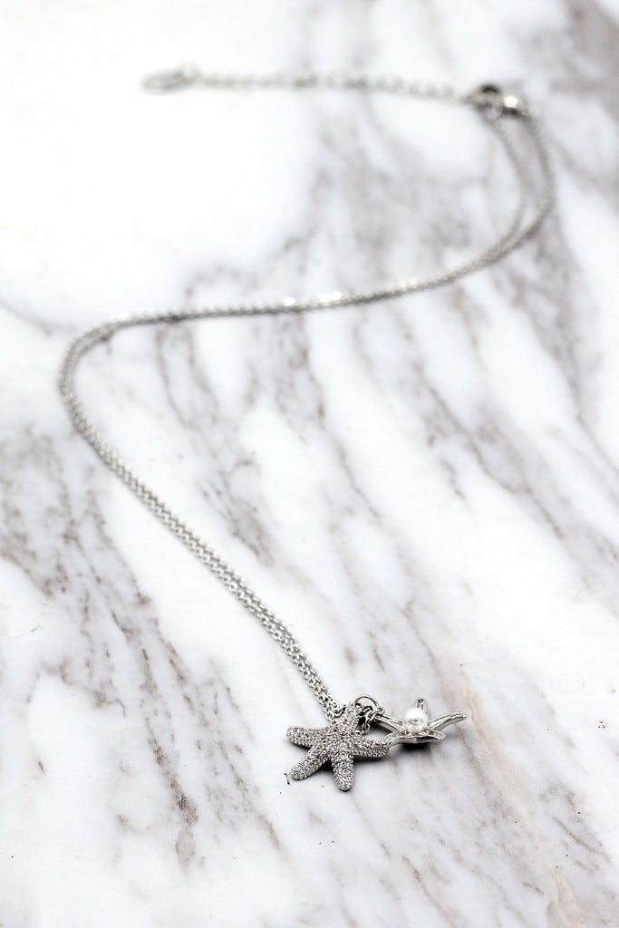 fashion starfish pearl necklace earrings set