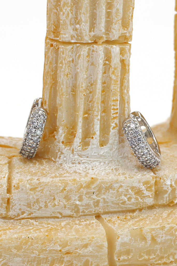 mini crystal silver circle earrings